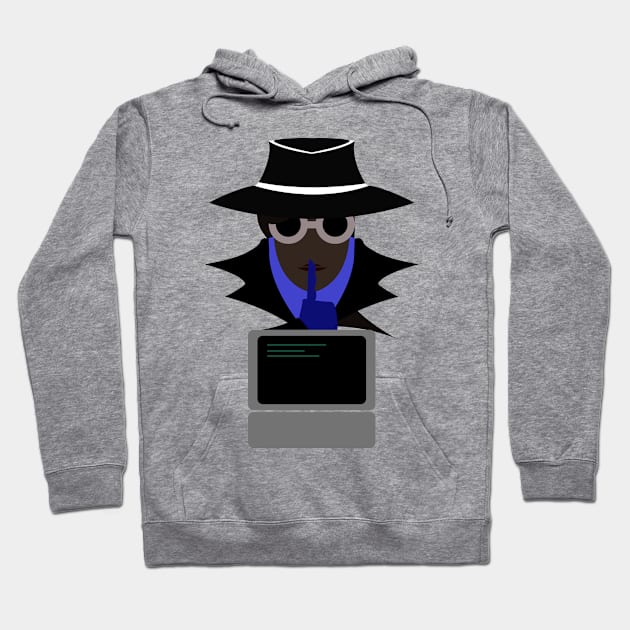 Lady Black Shush (Afro W/Computer): A Cybersecurity Design Hoodie by McNerdic